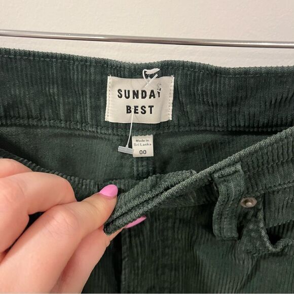 Aritzia Sunday Best Zola Mom Corduroy Pants in Scarab Green Size 00 - Picture 11 of 15